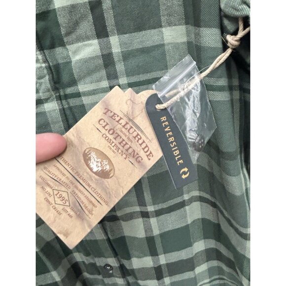 TELLURIDE Clothing Co Reversible Mens Flannel Medium Plaid Green Fall Lumberjack - Picture 6 of 8
